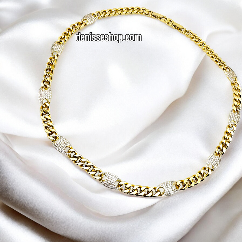 14K GOLD /BLING LINK NECKLACE N293