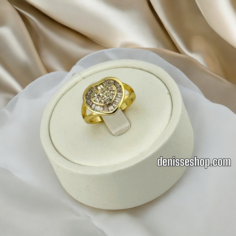 14K WOMEN/ HEART WHITE STONE RING RG283