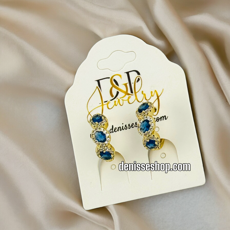 14K BLUE STONE HOOPS HP426