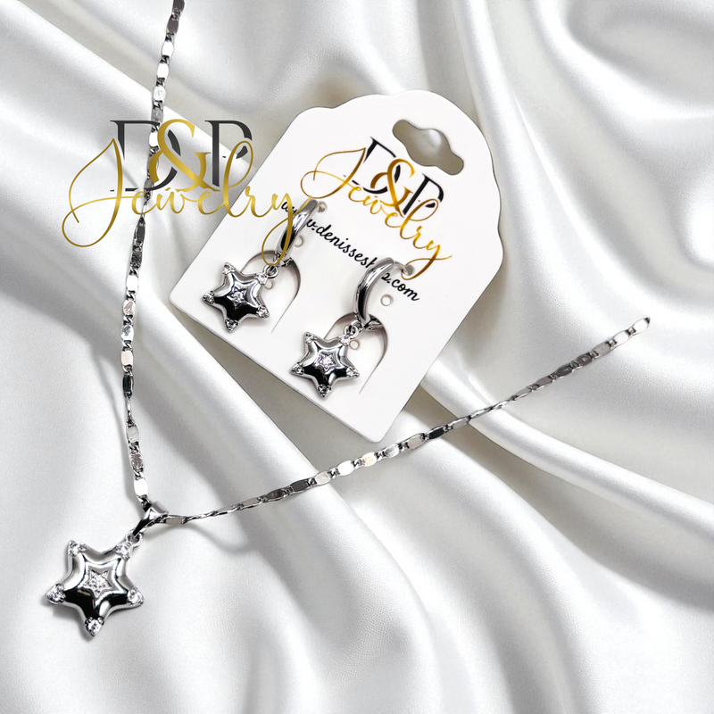 14K SILVER STAR NECKLACE SET N291
