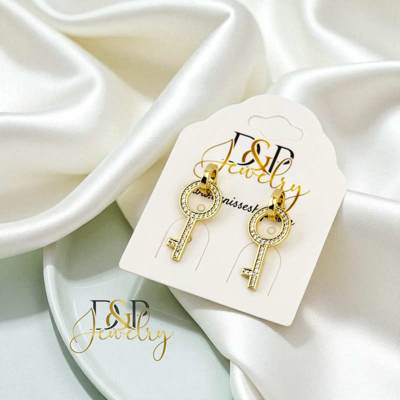 14K KEY EARRING E903