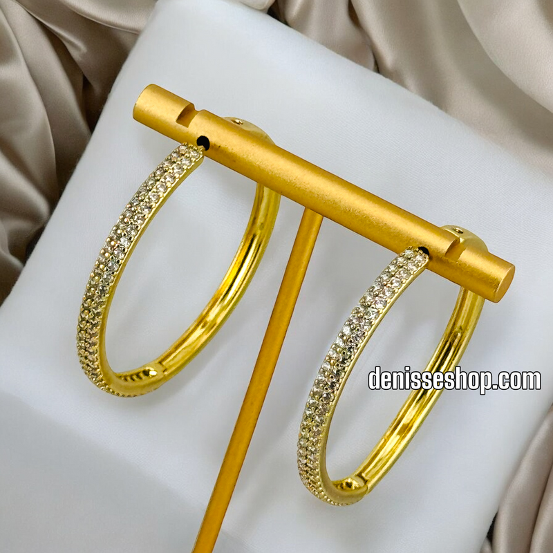 14K WOMAN/ WHITE HOOP EARRING HP558