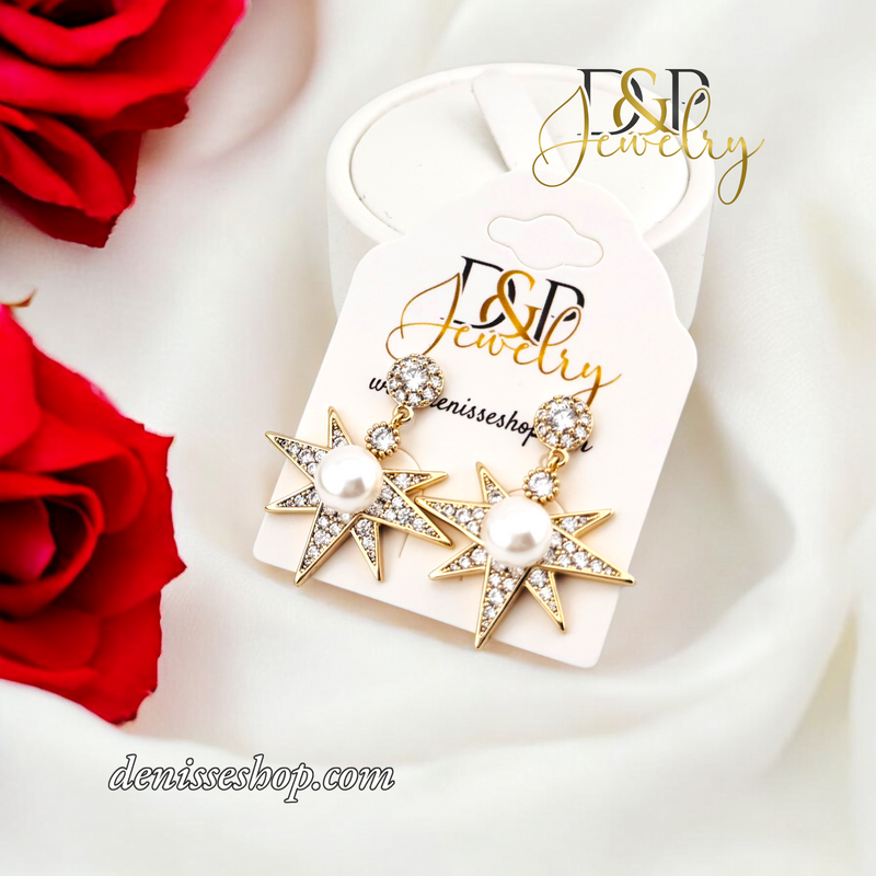 14K FASHION STAR LONG EARRING E812