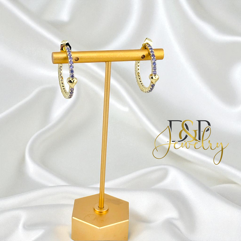 14K HEART HALF HOOP EARRING HP771