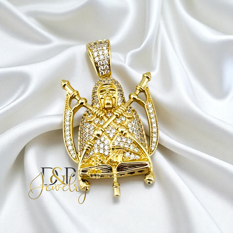 14K GOLD SANTA MUERTE PENDANT P898
