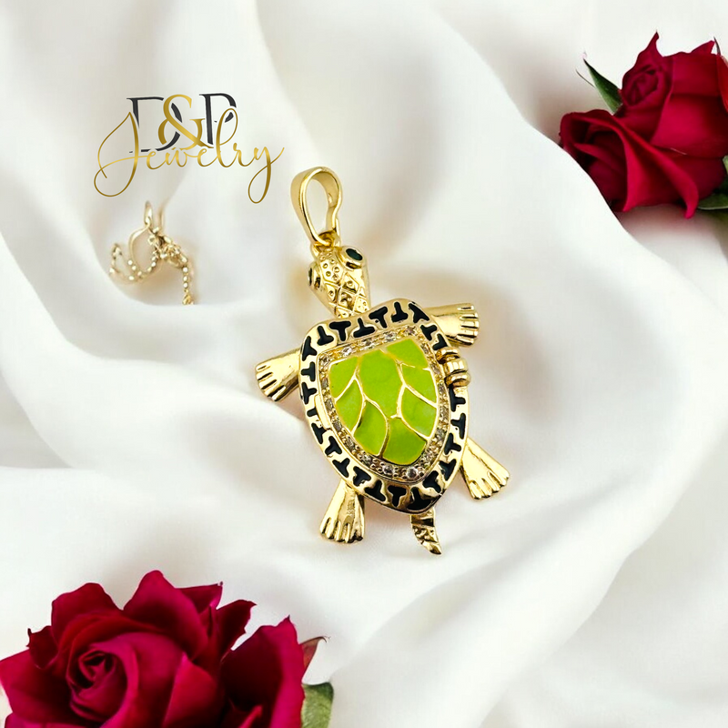 14K GREEN TURTLE PENDANT P829