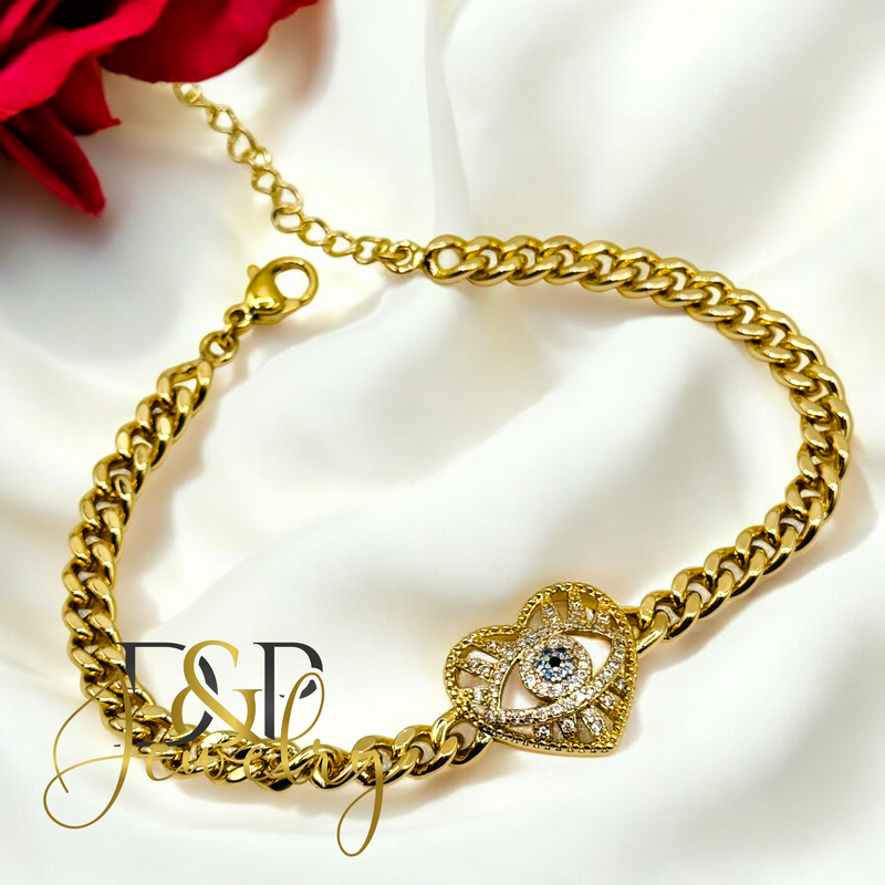 14K EYE HEART BRACELET BR770