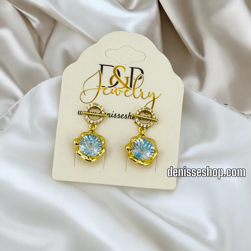 14K GOLD / BLUE EYE EARRING E701