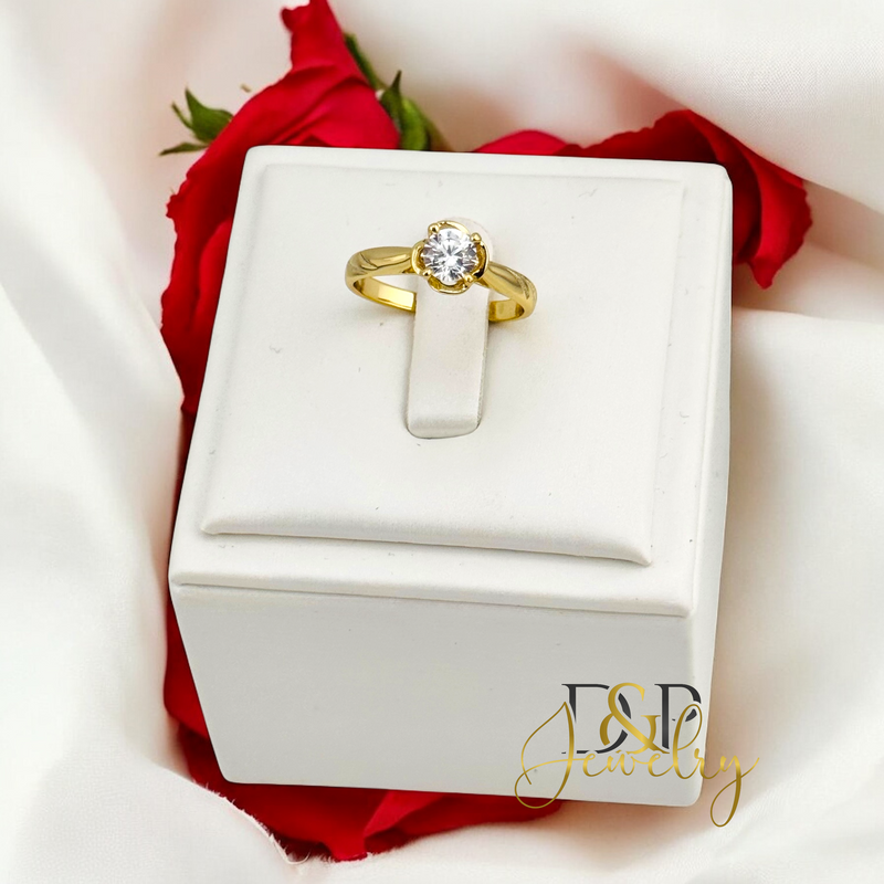 14K WHITE STONE RING RG361