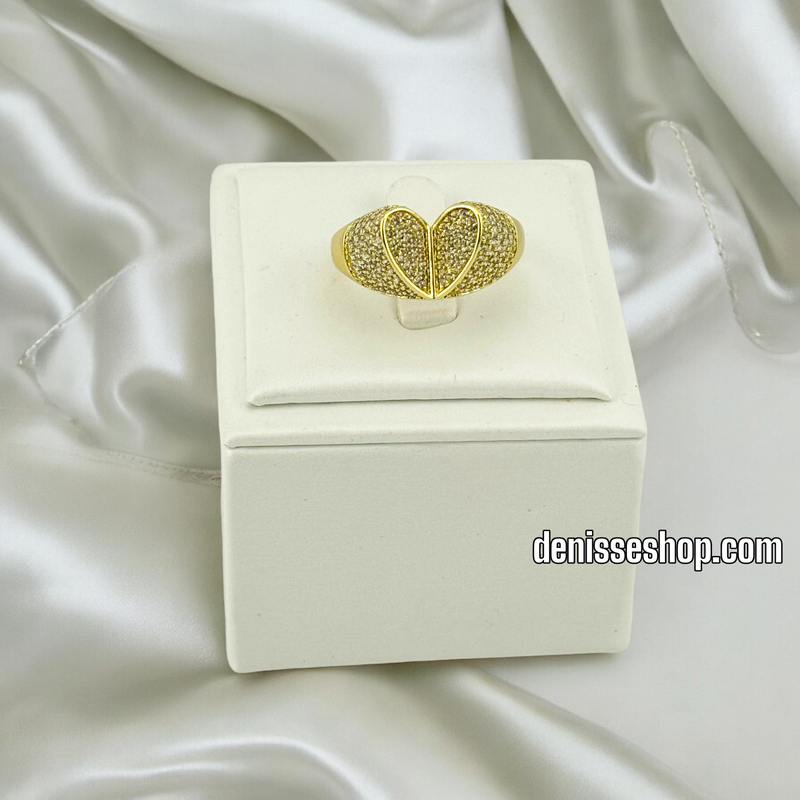 14K GOLD/ WHITE STONE HEART RING RG255