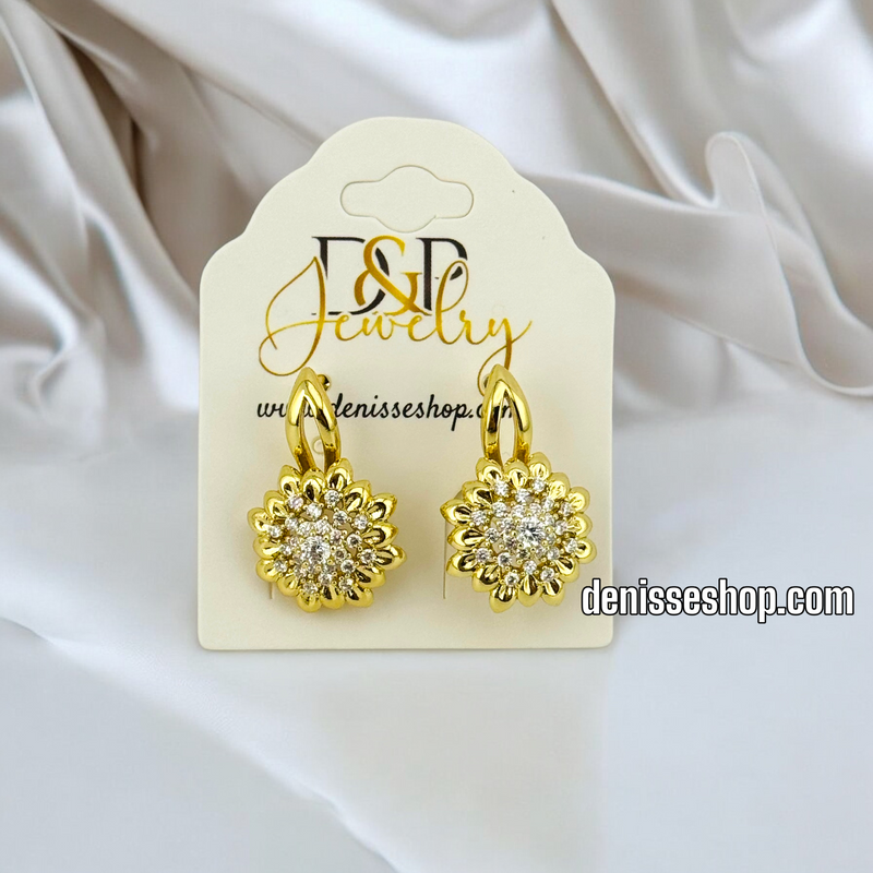 14K FASHION WHITE STONE HUGGIES EARRING E665