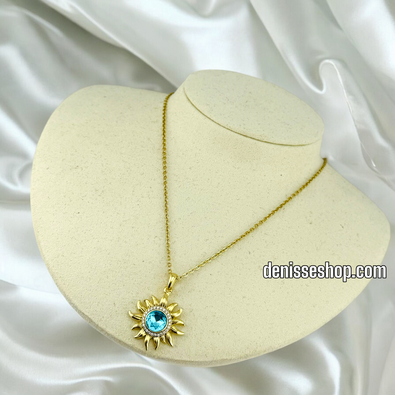 14K / WOMEN LIGHT BLUE SUN NECKLACE N108