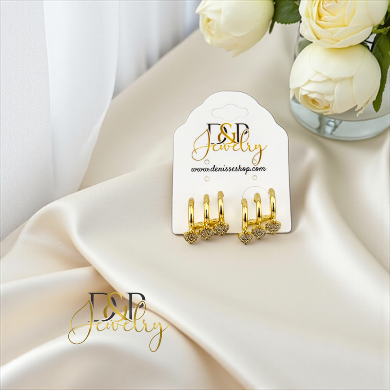14K FASHION TINY HEART HOOP HP715