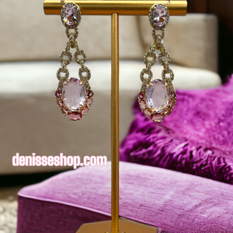 18k Pink Stones Earrings E258