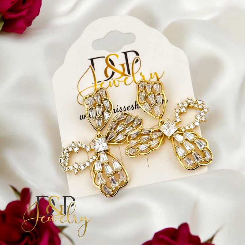 14K FANCY FLOWER STUD EARRING E852