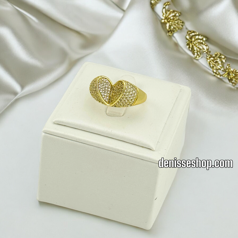 14K GOLD/ WHITE STONE HEART RING RG255