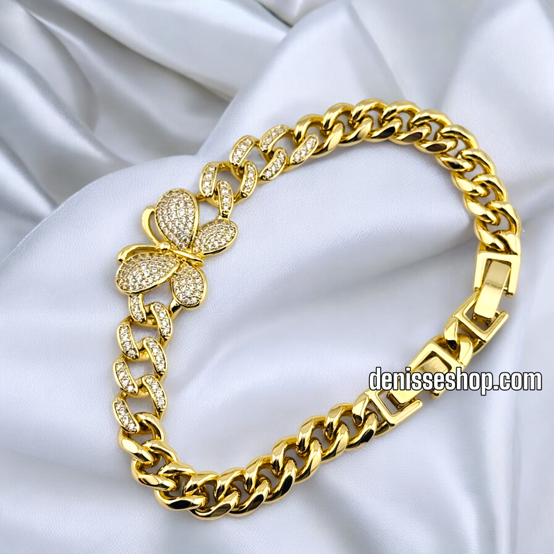 14K BUTTERFLY CUBAN BRACELET BR657