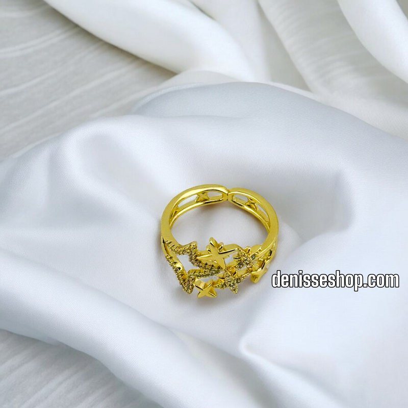 14K GOLD/ WHITE SPARKLES INFINITY  RING (ADJUSTABLE) RG259