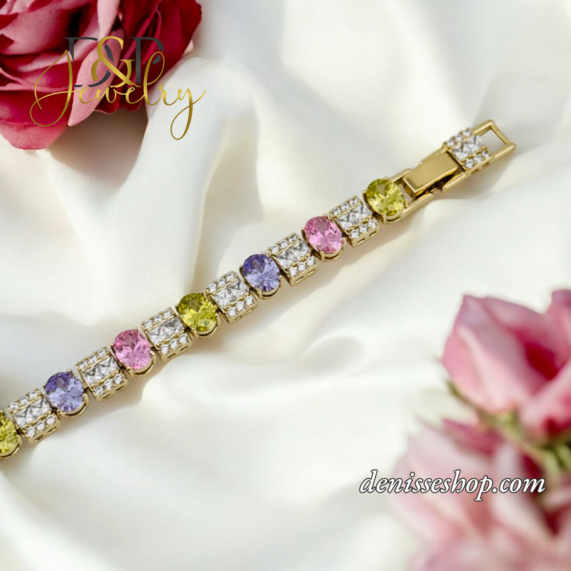 14K MULTICOLOR DESIGN BRACELET BR675