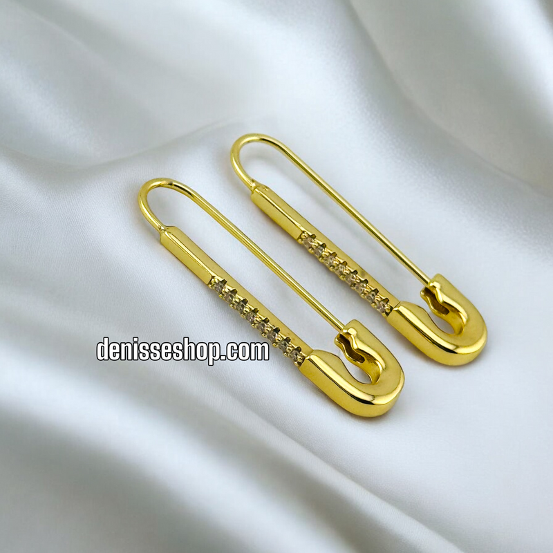 14K FASHION GOLD SAFETY PIN EARRING E652