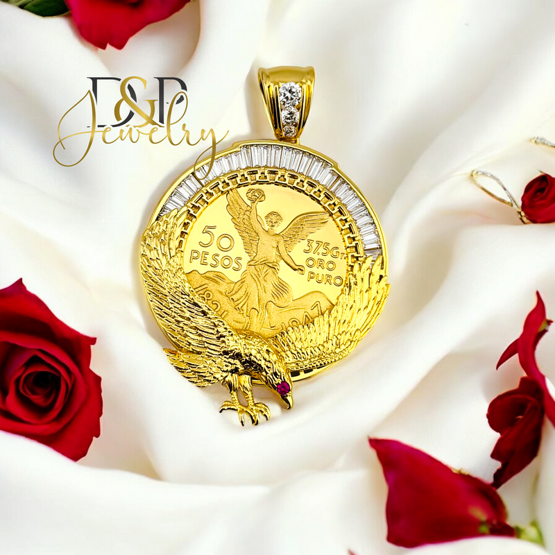 14K BIG COIN EAGLE CENTENARY PENDANT P788