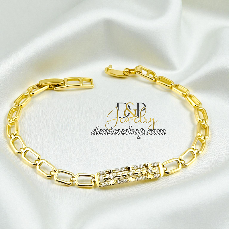 14KGOLD CUTE 3 FLOWER BRACELET BR861