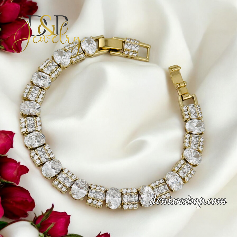 14K WHITE STONE DESIGN BRACELET BR677