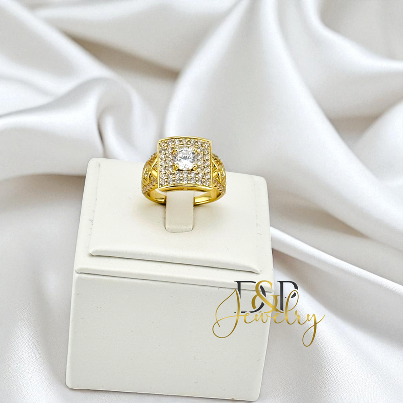 14K WHITE STONE CHUNKY RING RG422