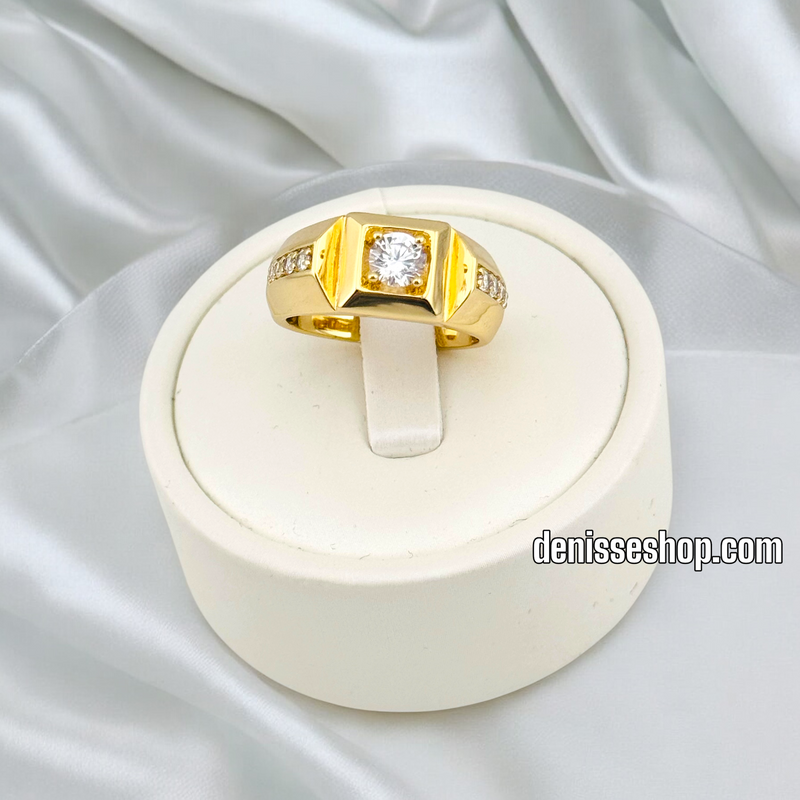 14K GOLD/ WHITE STONE MEN RING RG250