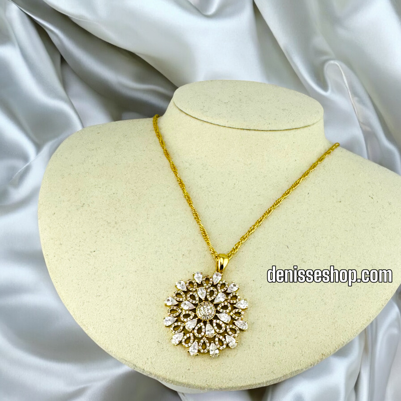 14K / WOMEN / ZIRCONIA SUN FLOWER NECKLACE N119