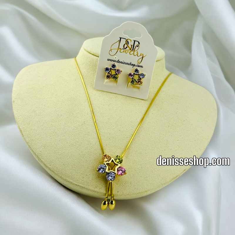 14K MULTI COLOR STONE  NECKLACE SET N40