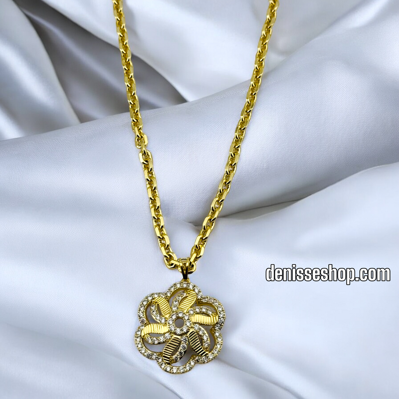 14K WOMEN/ SPIN FLOWER NECKLACE N139