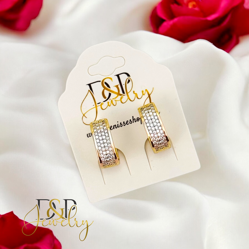 14K TRI COLOR HOOP EARRING HP649