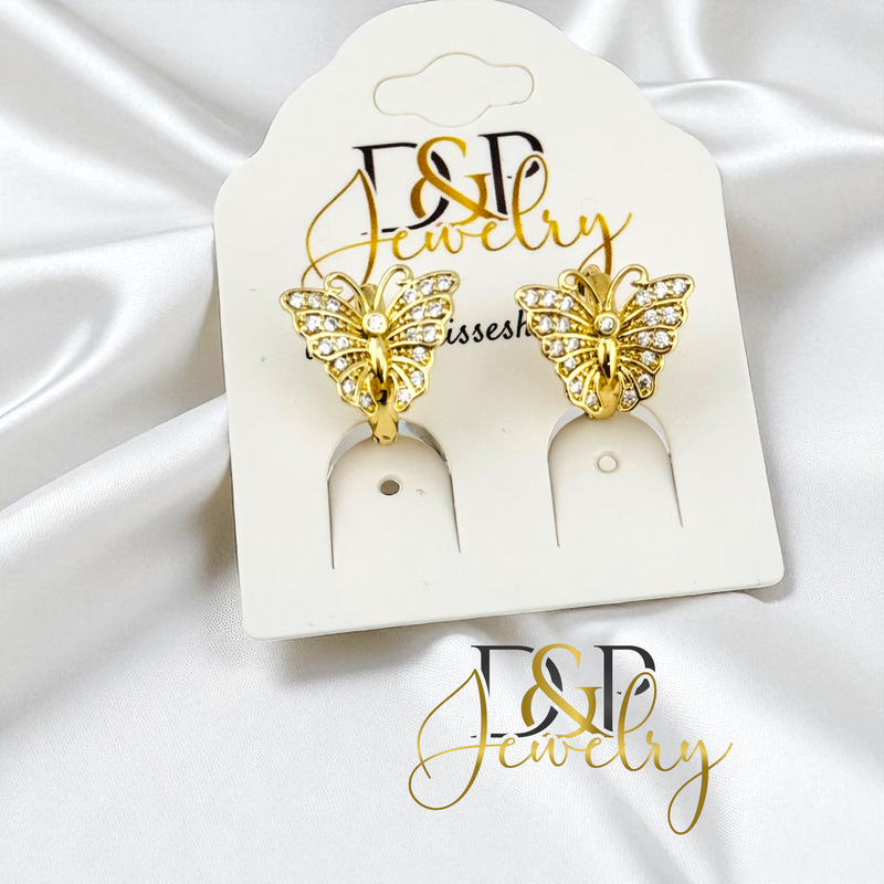 14K GOLD /BLING BUTTERFLY NECKLACE SET N296