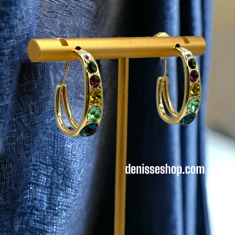 14K Colorful Stone Hoops HP106