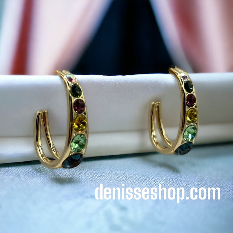 14K Colorful Stone Hoops HP106