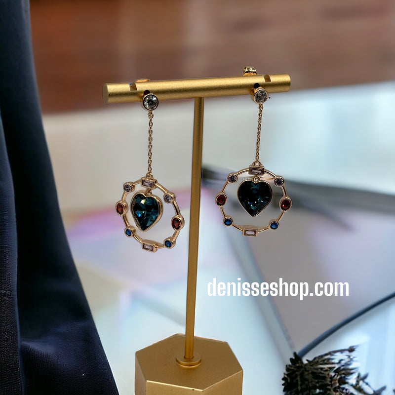 18K Blue Heart Earrings E231