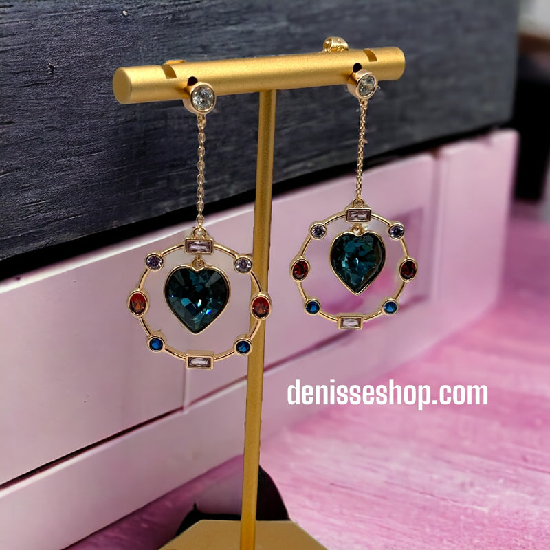 18K Blue Heart Earrings E231