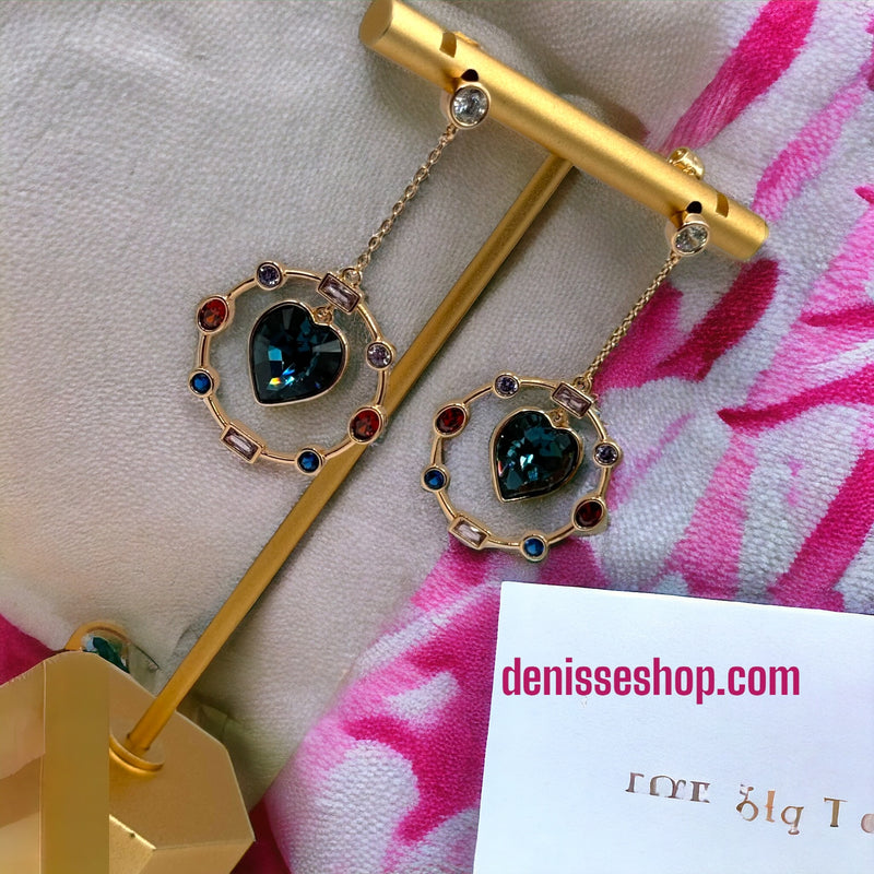 18K Blue Heart Earrings E231