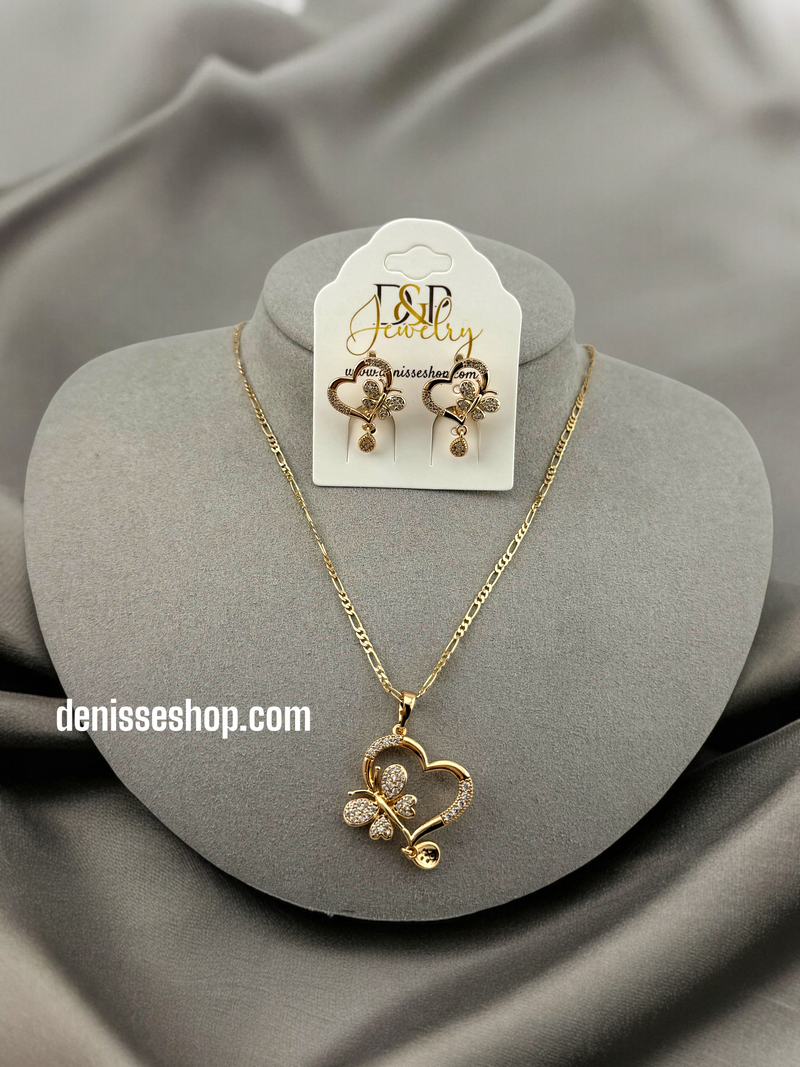 18K BUTTERFLY NECKLACE SET C22