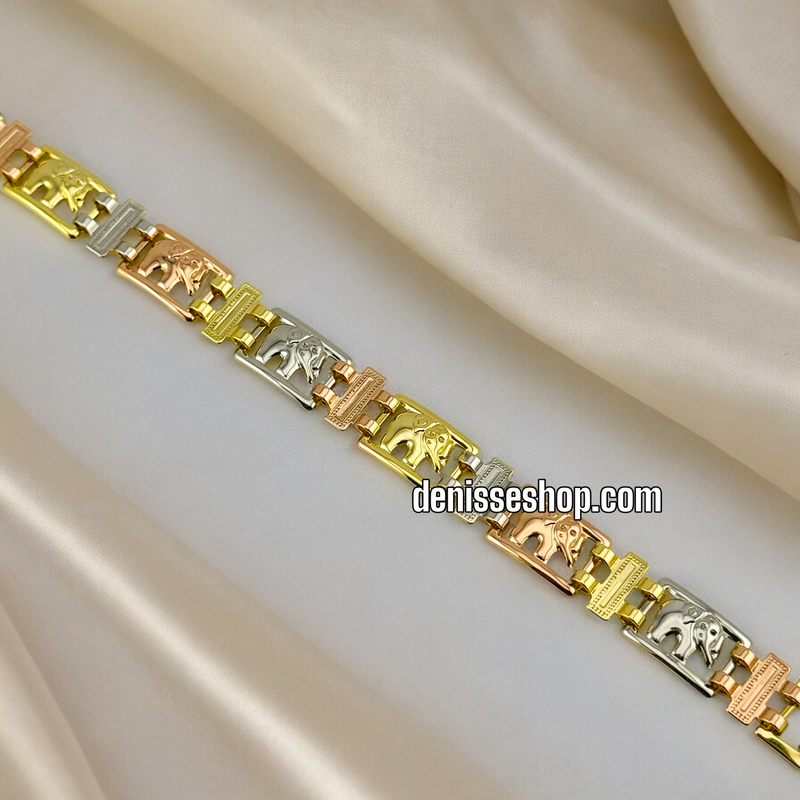 14K THREE TONED ELEPHANT BRACELET BR395