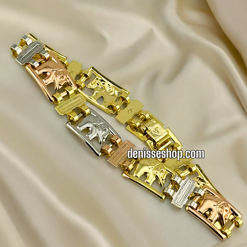 14K THREE TONED ELEPHANT BRACELET BR395