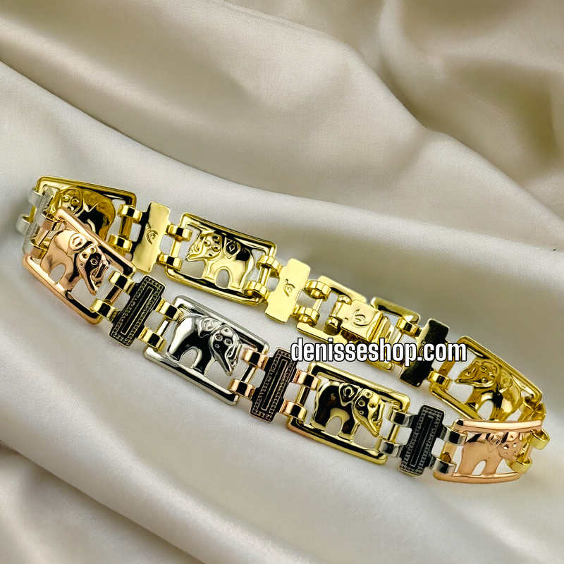 14K THREE TONED ELEPHANT BRACELET BR395