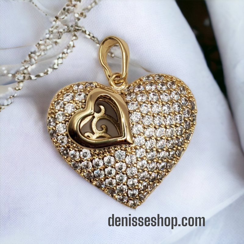 Heart White Stones Pendant P72