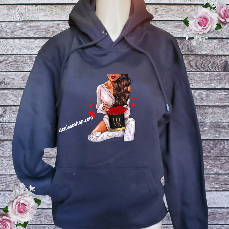 DENISSE BOUTIQUE HOODIE SWEATSHIRT LOVE FOR ROSES SH014