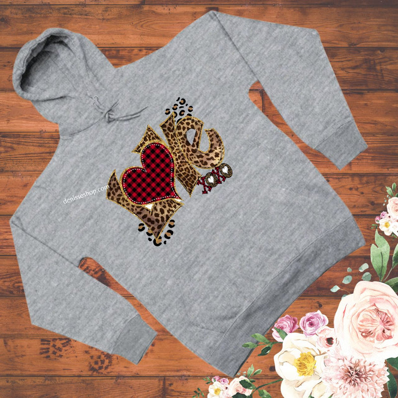 DENISSE BOUTIQUE HOODIE SWEATSHIRT ANIMAL PRINT LOVE SH040