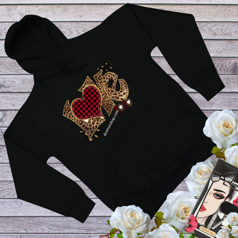 DENISSE BOUTIQUE HOODIE SWEATSHIRT ANIMAL PRINT LOVE SH040