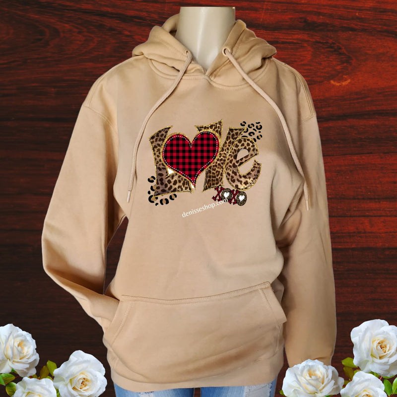 DENISSE BOUTIQUE HOODIE SWEATSHIRT ANIMAL PRINT LOVE SH040