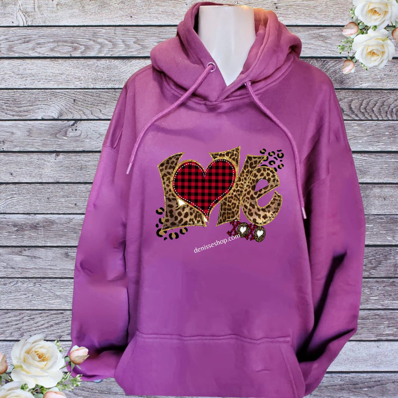 DENISSE BOUTIQUE HOODIE SWEATSHIRT ANIMAL PRINT LOVE SH040