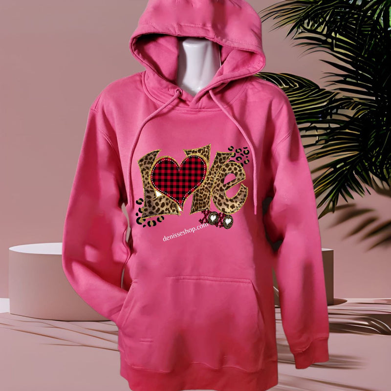 DENISSE BOUTIQUE HOODIE SWEATSHIRT ANIMAL PRINT LOVE SH040